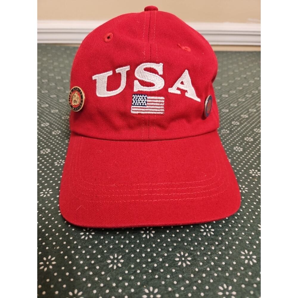 USA AMERICA UNITED Hat Cap w Marine Pins Adjustable 4Head